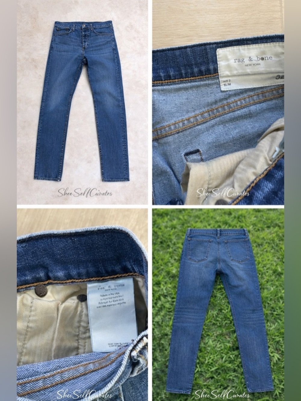 Rag & Bone Men’s Slim Fit Jeans – Size 32 | Medium Wash Premium Denim